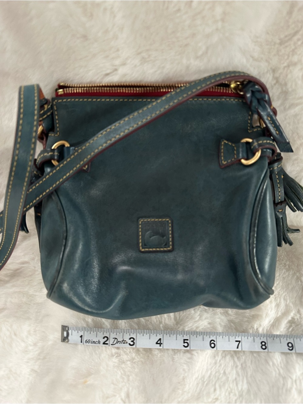 SOLD — DO NOT BUY. Dooney & Bourke Teal and Burgundy Leather Crossbody Bag - Picture 5 of 5